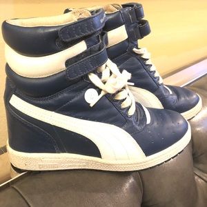 Used  Navy Blue Puma Wedges